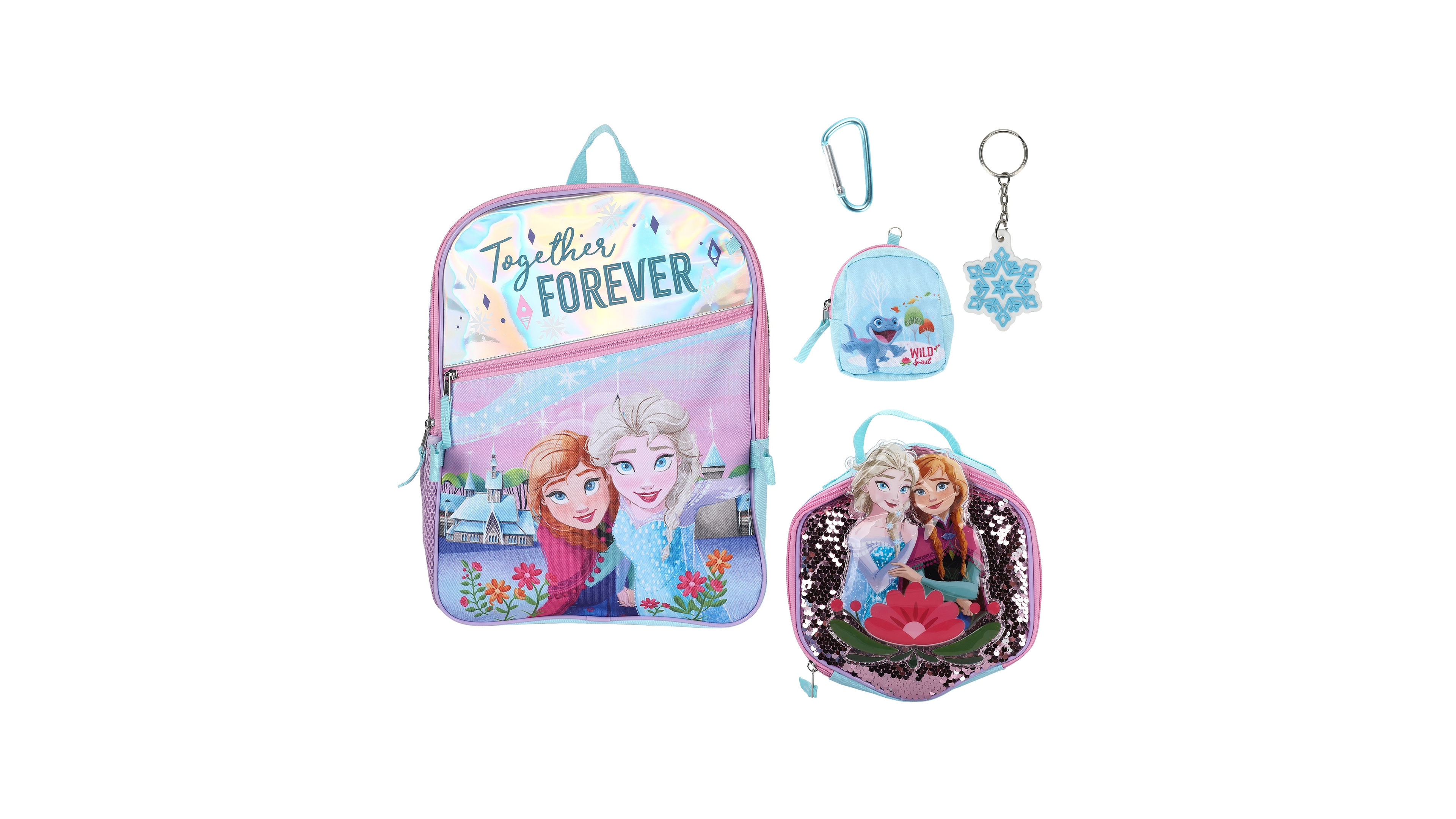 Spider-Man Boys' and Girls' Frozen Backpack, Lunch Bag, Pencil Case, Key Chain and Carabiner, 5-Piece Set