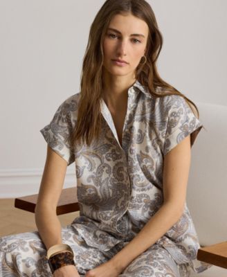 Women's Buttoned Placket Short-Sleeve Shirt