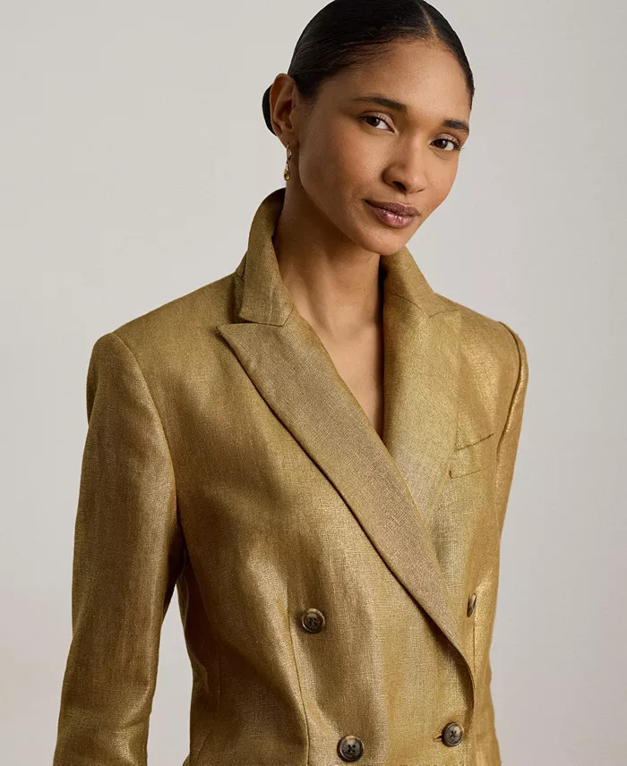 Women's Foiled Peak Lapels Long-Sleeve Blazer - thumbnail 3