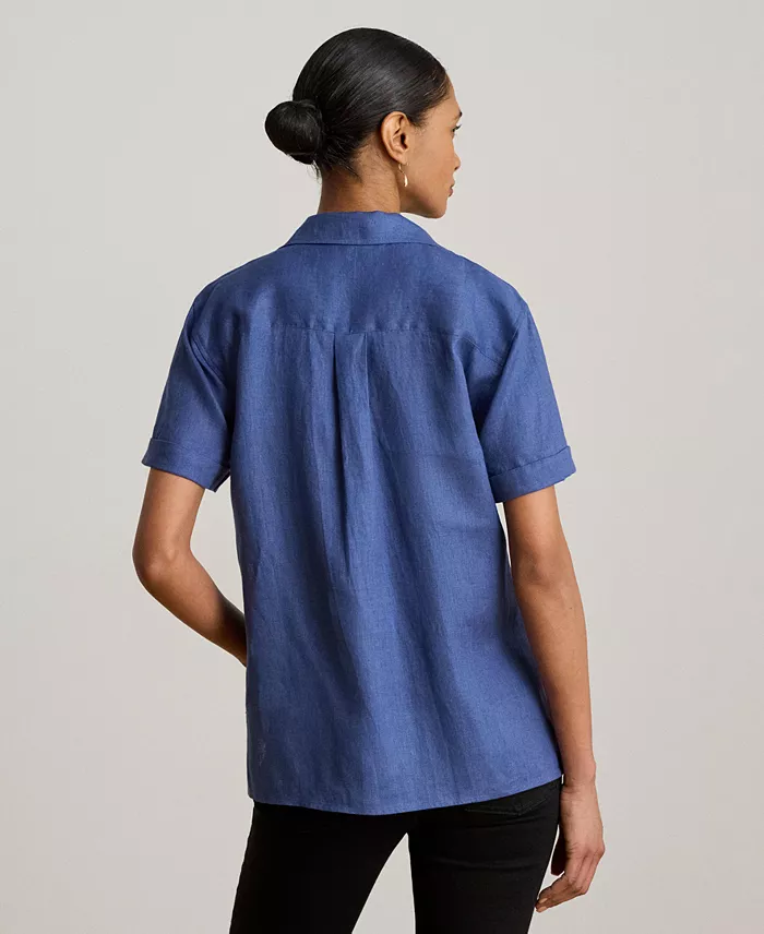 Women's Linen Short-Sleeve Camp Shirt - thumbnail 5
