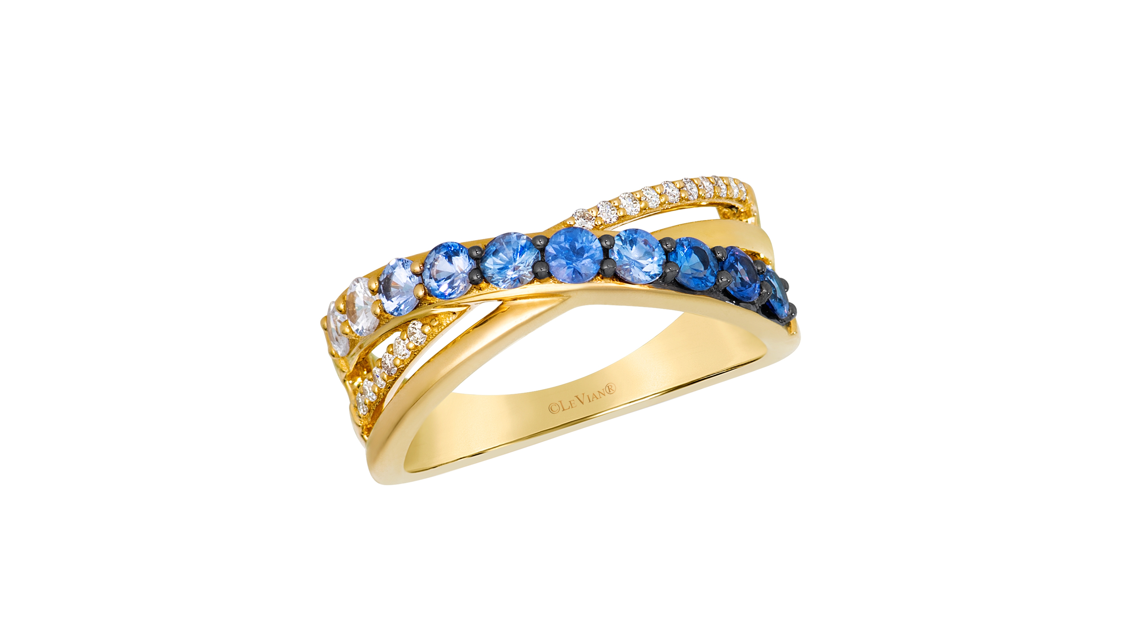 Le Vian Denim Ombre Sapphire (3/4 ct. t.w.), Vanilla Sapphire & Nude Diamond (1/10 ct. t.w.) Ring in 14k Honey Gold
