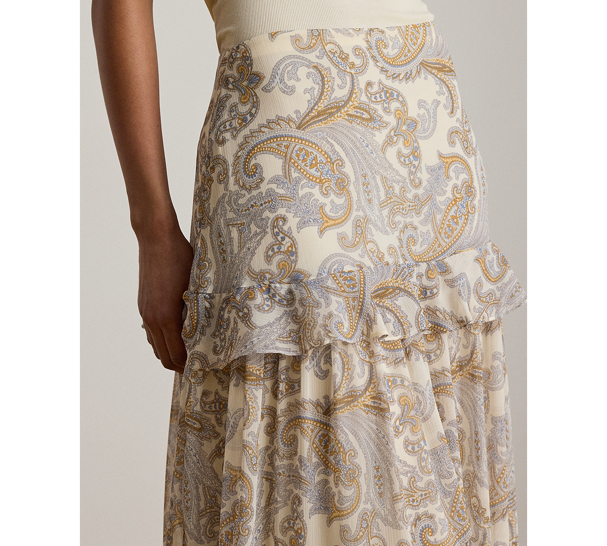 Lauren Ralph Petite Tiered A-Line Maxi Skirt