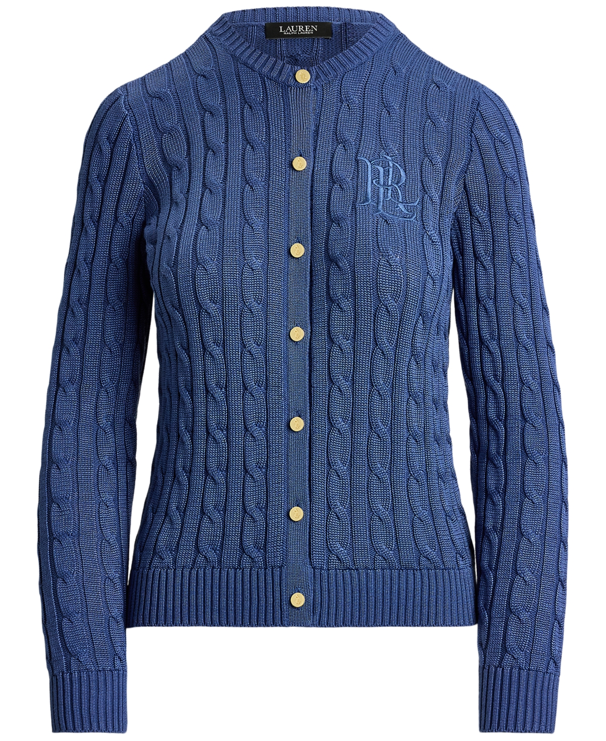 Lauren Ralph Petite Cable-Knit Button-Front Long-Sleeve Cardigan