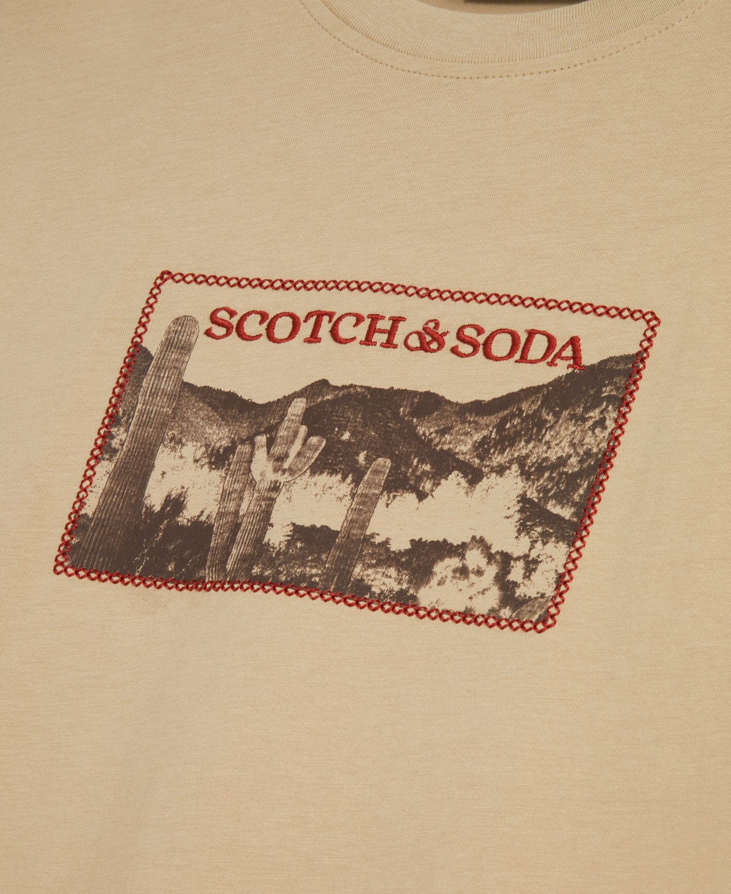 Мужская футболка SCOTCH & SODA Western Graphic Short-Sleeve, цвет: Серо-коричневый — фото 3