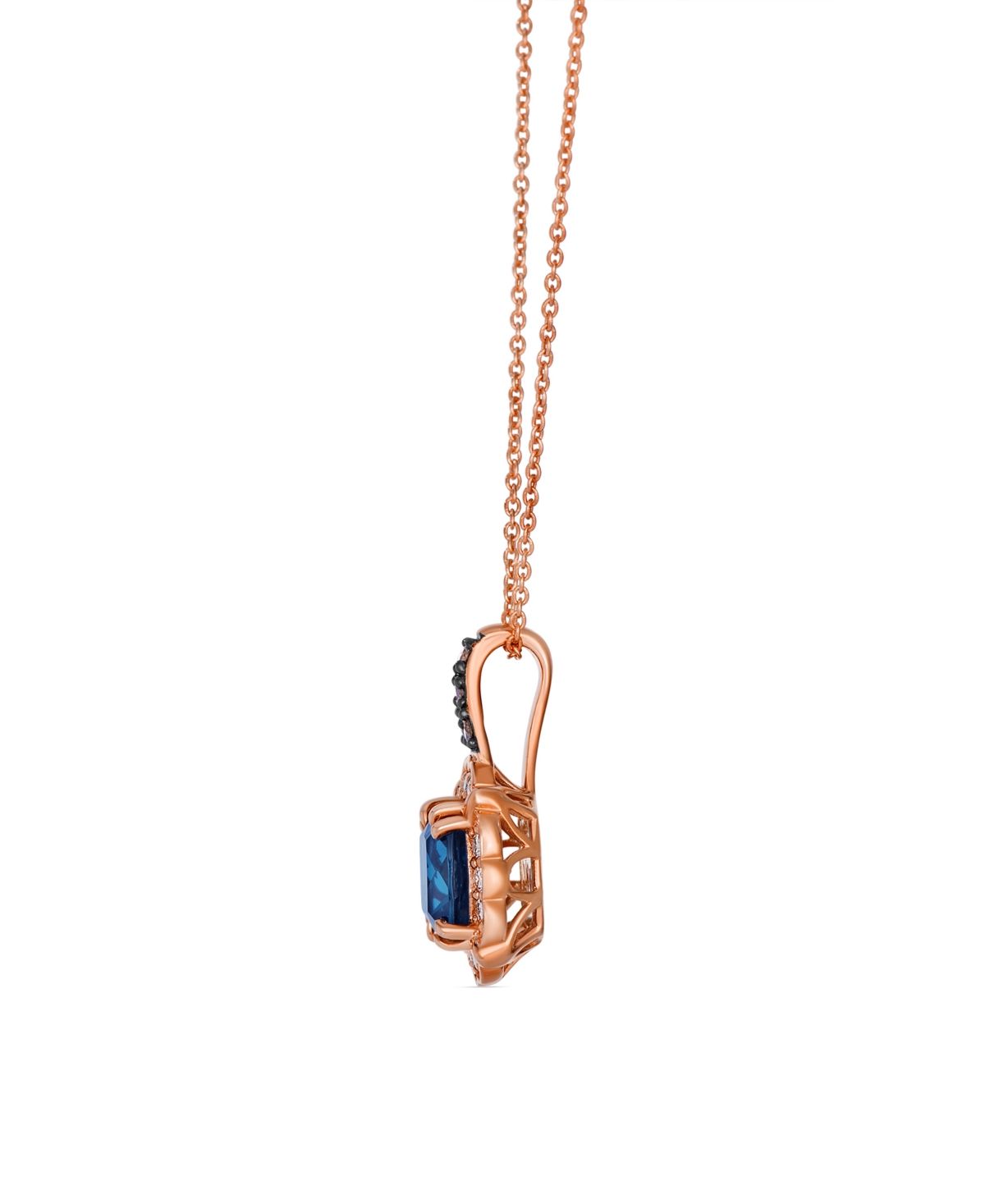Le Vian Deep Sea Blue Topaz (1-5/8 ct. t.w.), Nude Diamond (1/6 ct. t.w.) & Chocolate Diamond (1/20 ct. t.w.) Pendant Necklace in 14k Strawberry Gold