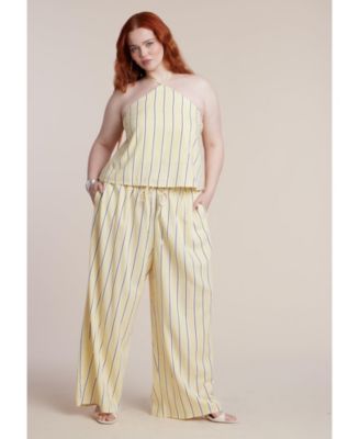 Women's Drawstring Wide Leg Linen Pant
