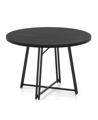 Round Dining Table for 4-6 People with Cross Base