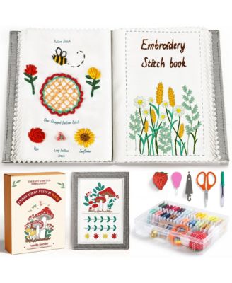 20 colors Embroidery Kit Beginners Cross Stitch Guide Video Patterns Threads Gift