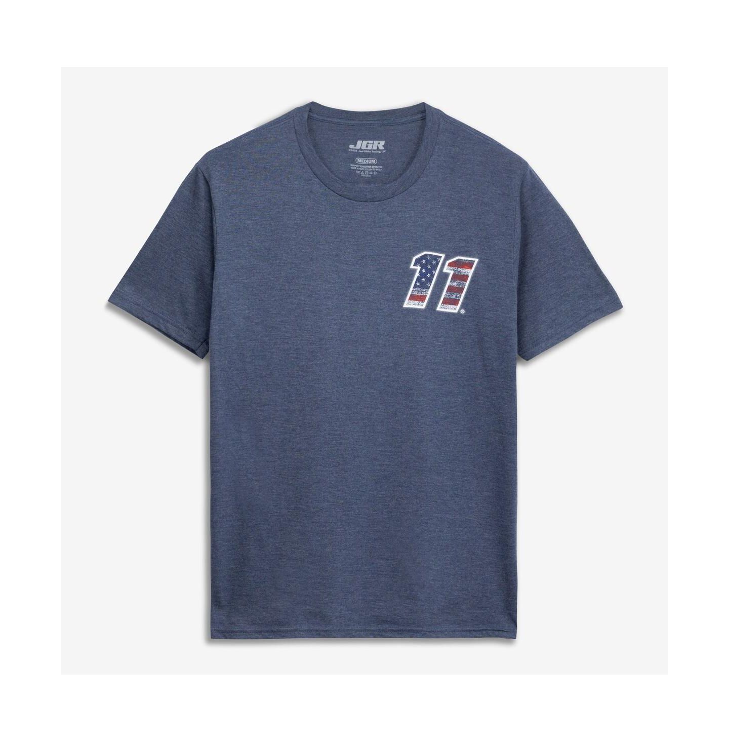 Мужская футболка Classic Ink USA Heather Navy Denny Hamlin 11 Patriotic Number Tri-Blend — фото 2