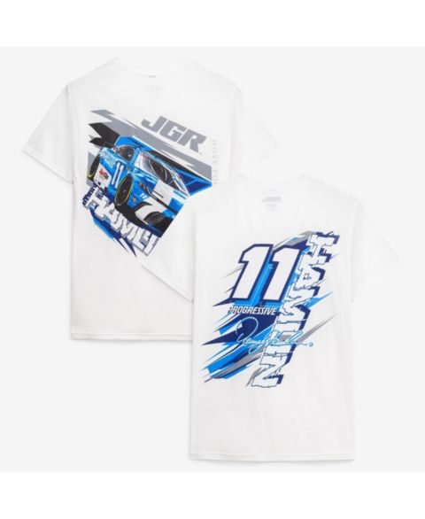 Мужская футболка Joe Gibbs Racing Team Collection White Denny Hamlin 11 Progressive