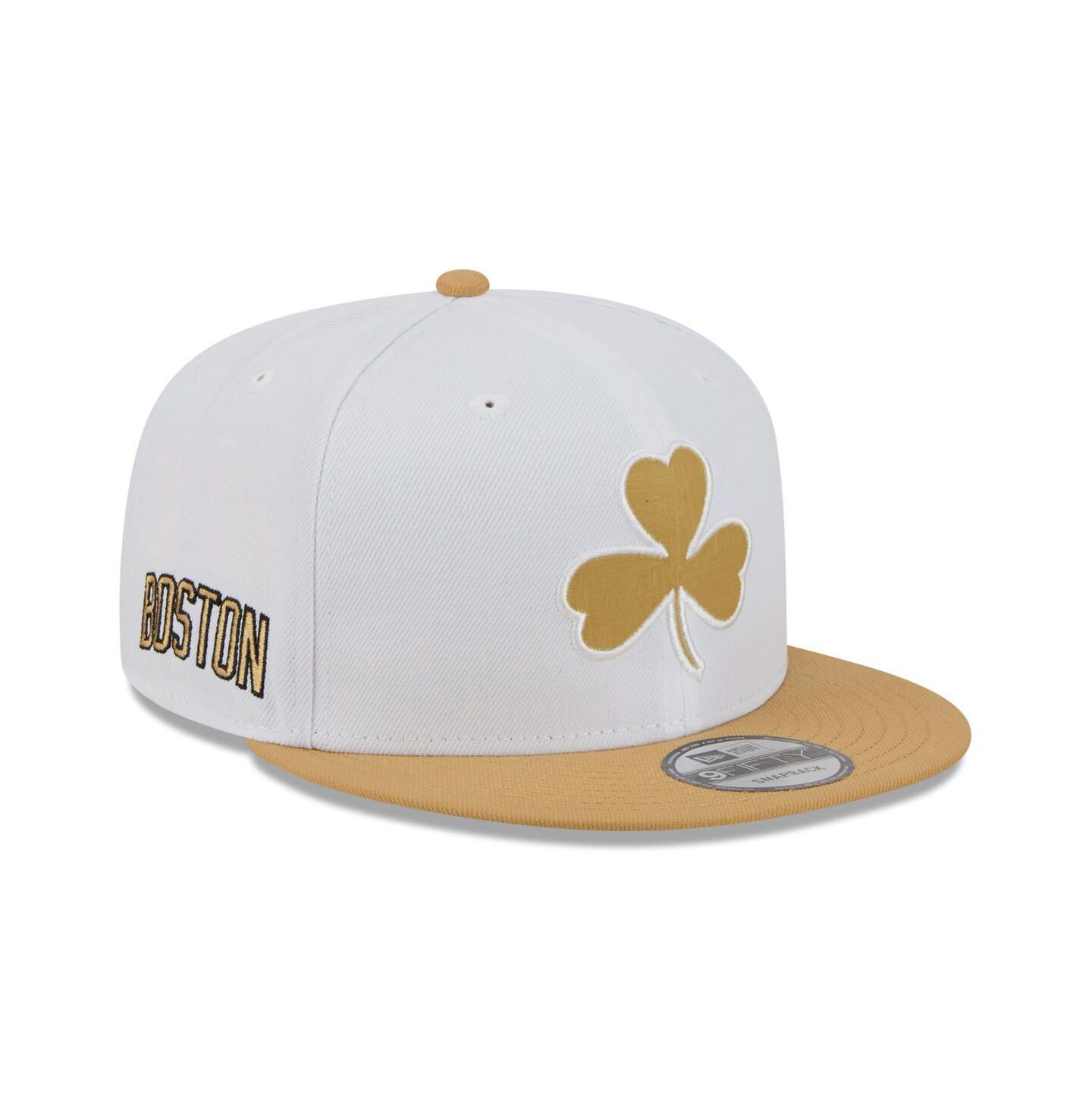 Мужская кепка New Era White/Gold Boston Celtics 2025/26 City Edition 9FIFTY Snapback Hat — фото 1