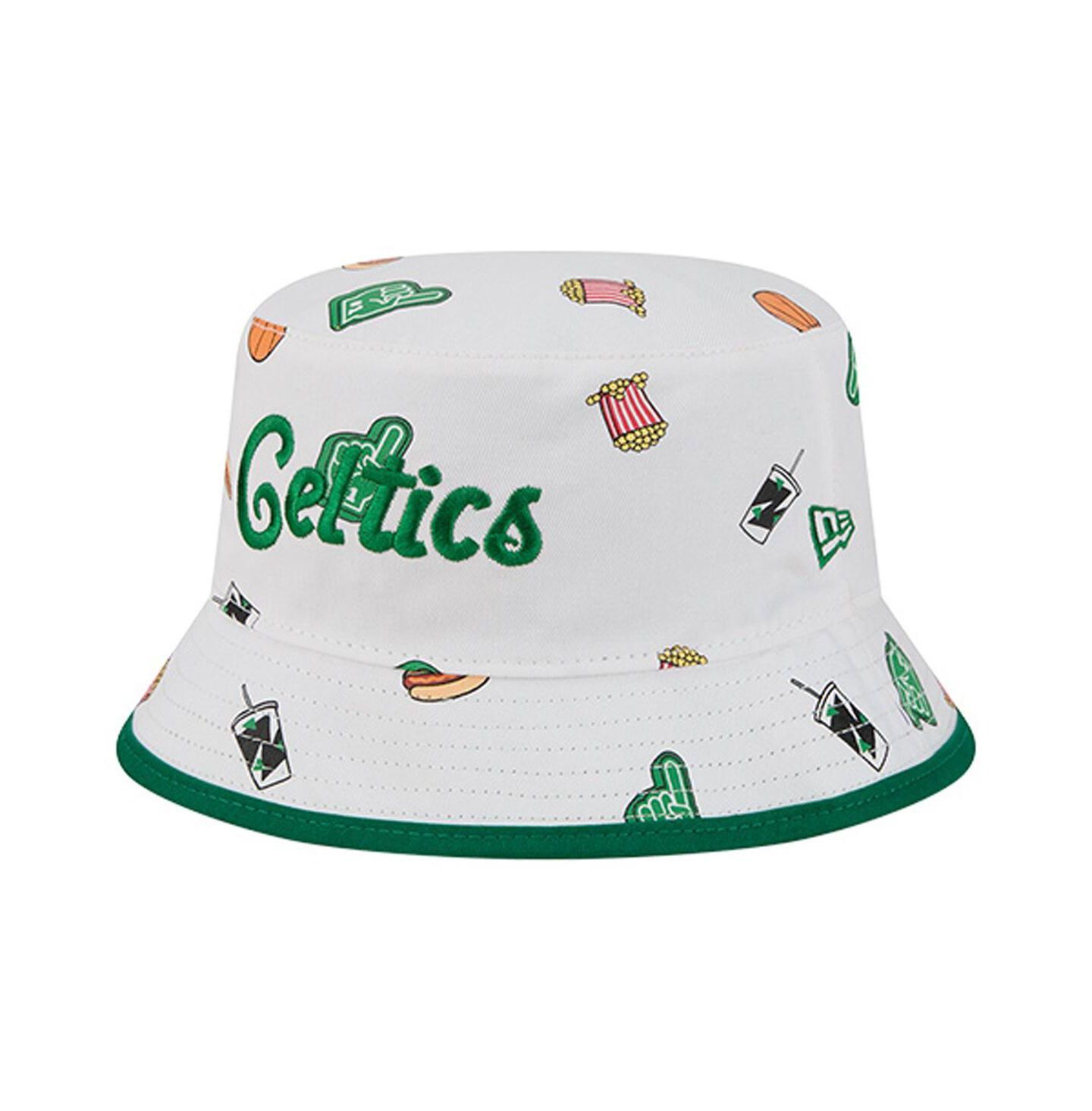 Мужская панама New Era White Boston Celtics Team Cheer Reversible Bucket Hat — фото 1