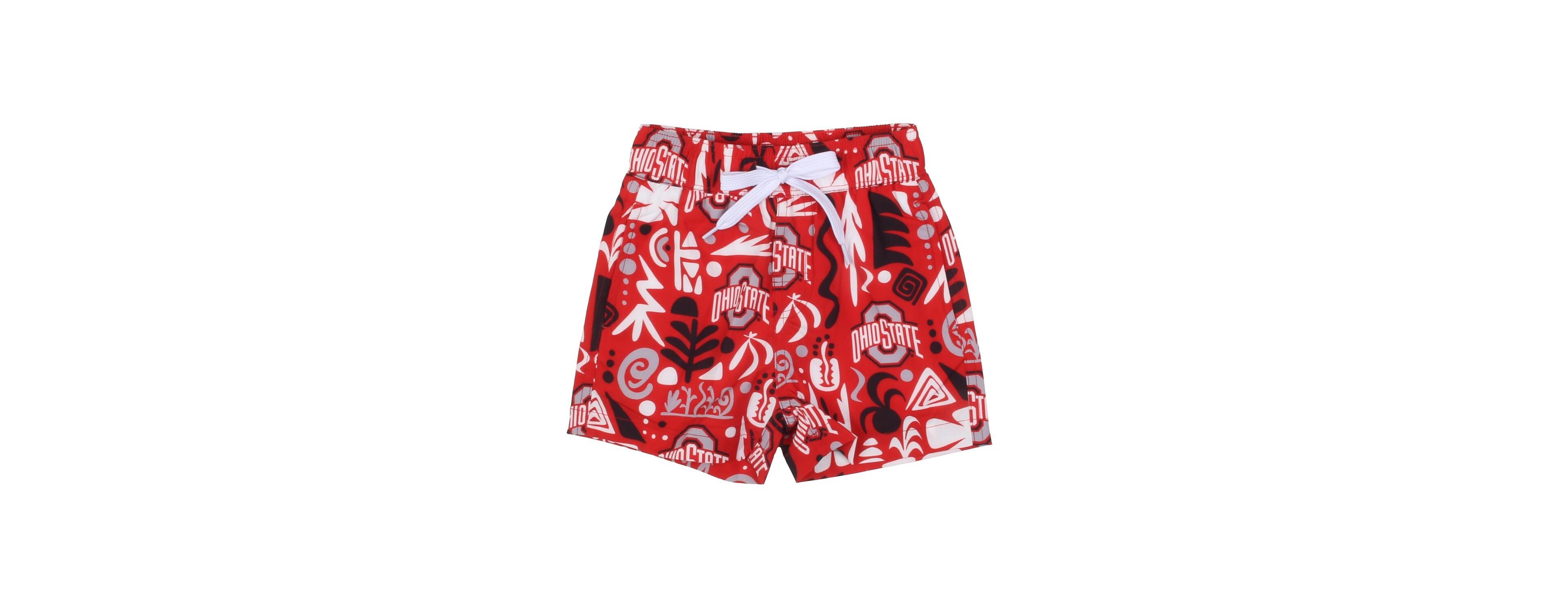 Wes & Willy Big Boys and Girls Scarlet Ohio State Buckeyes Allover Print Swim Shorts