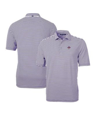 Men's Purple ECU Pirates Throwback Logo Virtue Eco Pique Stripe Polo Shirt