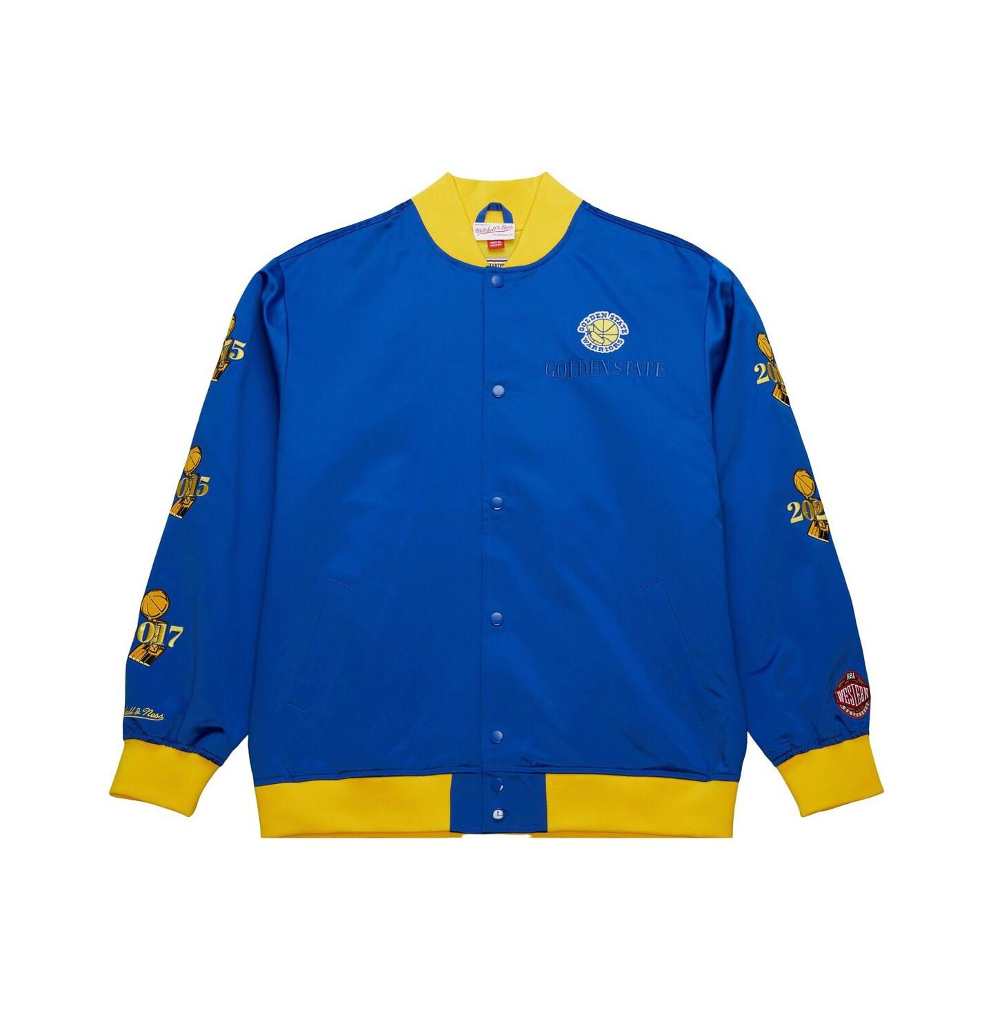 Мужская куртка Mitchell & Ness Royal Golden State Warriors Hardwood Classics Team OG 3.0 Lightweight Satin Full-Snap — фото 4