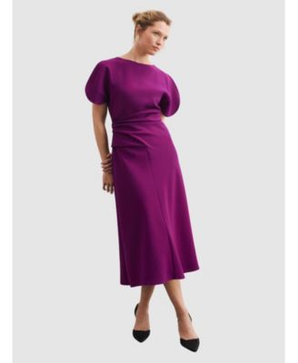 knee length dresses for ladies Women's Hunter Green and Rust Floral Print Ruffle Midi Dress Medium main image 0