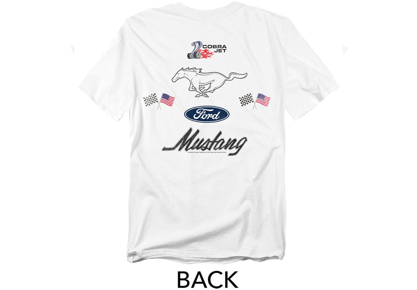 Мужская футболка Mustang Ford Logo Stack Front Back, цвет: Белый — фото 2