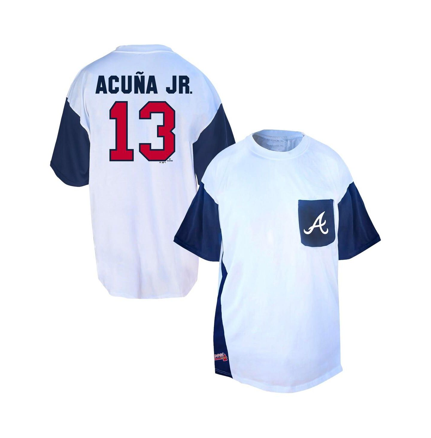 Мужская футболка Fanatics Profile Ronald Acuña Jr. White/Navy Atlanta Braves Big & Tall Player Name & Number — фото 1
