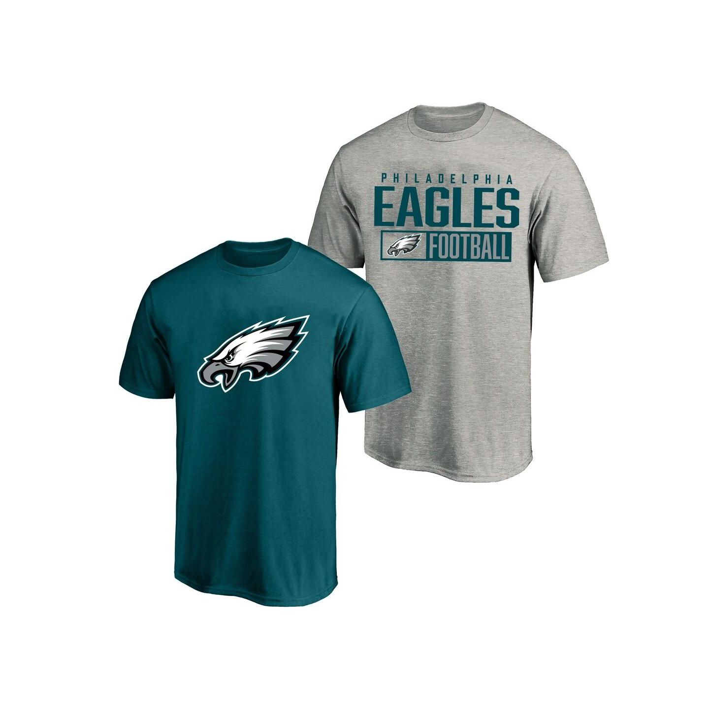 Мужской набор из двух футболок Fanatics Philadelphia Eagles, большие размеры, Heather Gray — фото 1
