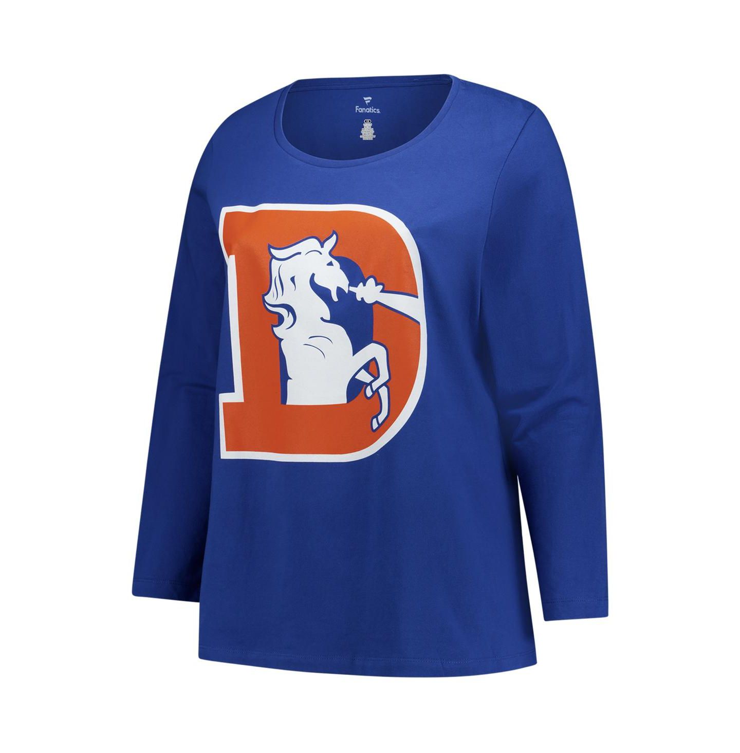 Женская футболка Fanatics Royal Denver Broncos Plus Size Primary Logo Long Sleeve Scoop Neck — фото 2
