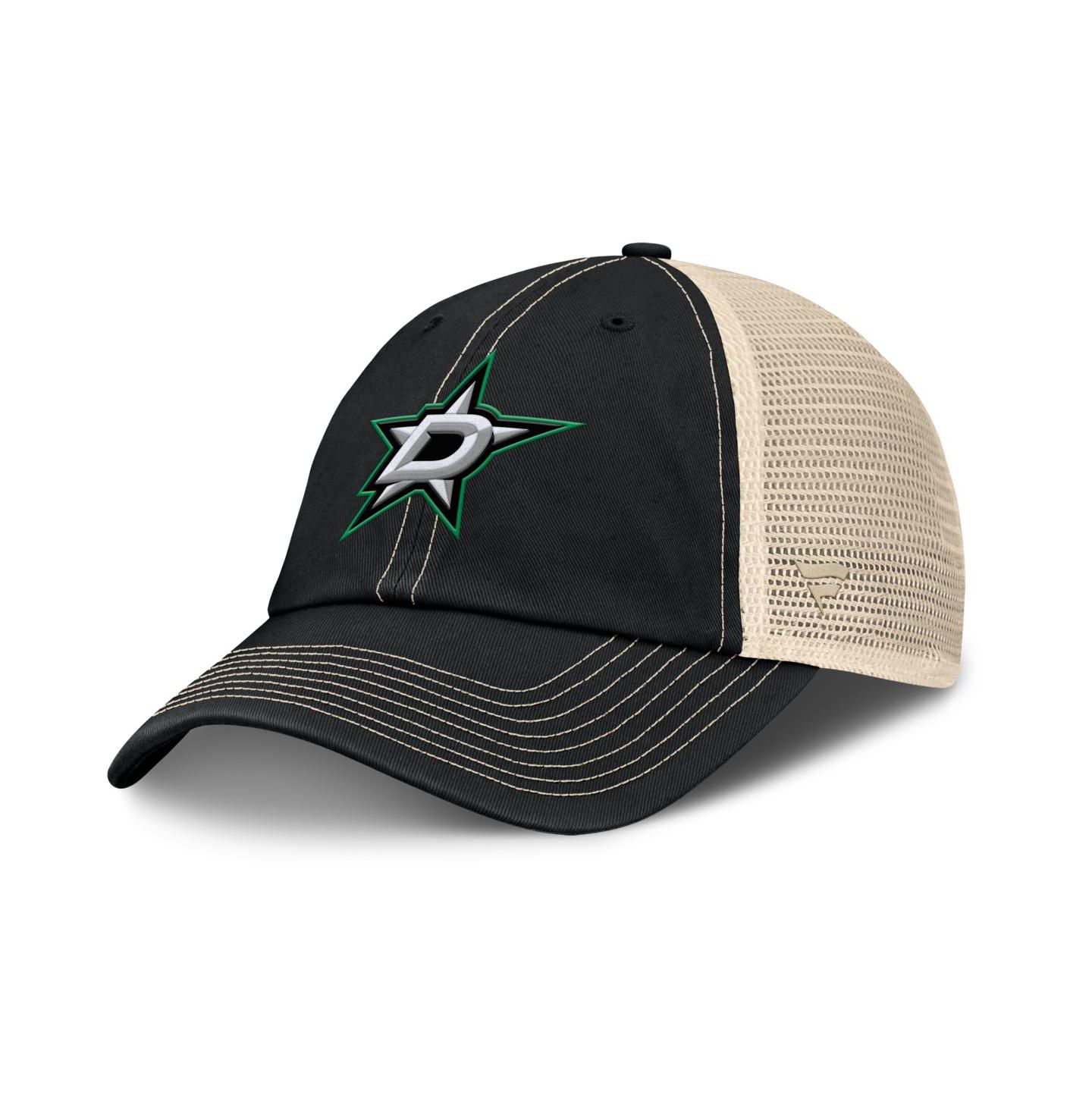Мужская кепка Fanatics Black/Natural Dallas Stars Rival Trucker Adjustable Hat — фото 1