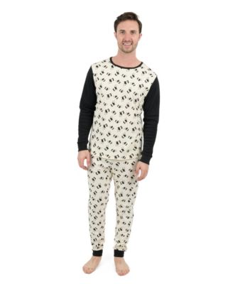 Men's 2piece Cotton Long Sleeve Shirt and Pants Allover Print Pajamas