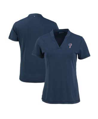 Women's Heather Navy Philadelphia Phillies Forge Stretch Blade DryTec V-Neck Polo Shirt