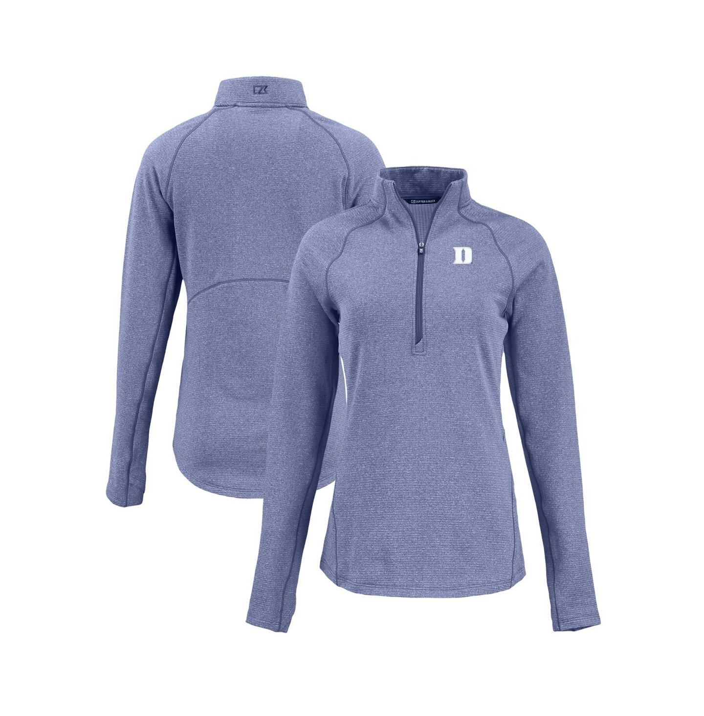Женская куртка Cutter & Buck Heather Blue Duke Blue Devils Peshastin Eco Fleece Half-Zip Tri-Blend — фото 1