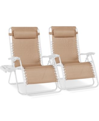 Set of 2 Extra Wide Zero Gravity Lounge Chair Recliners w/ Cup Holder