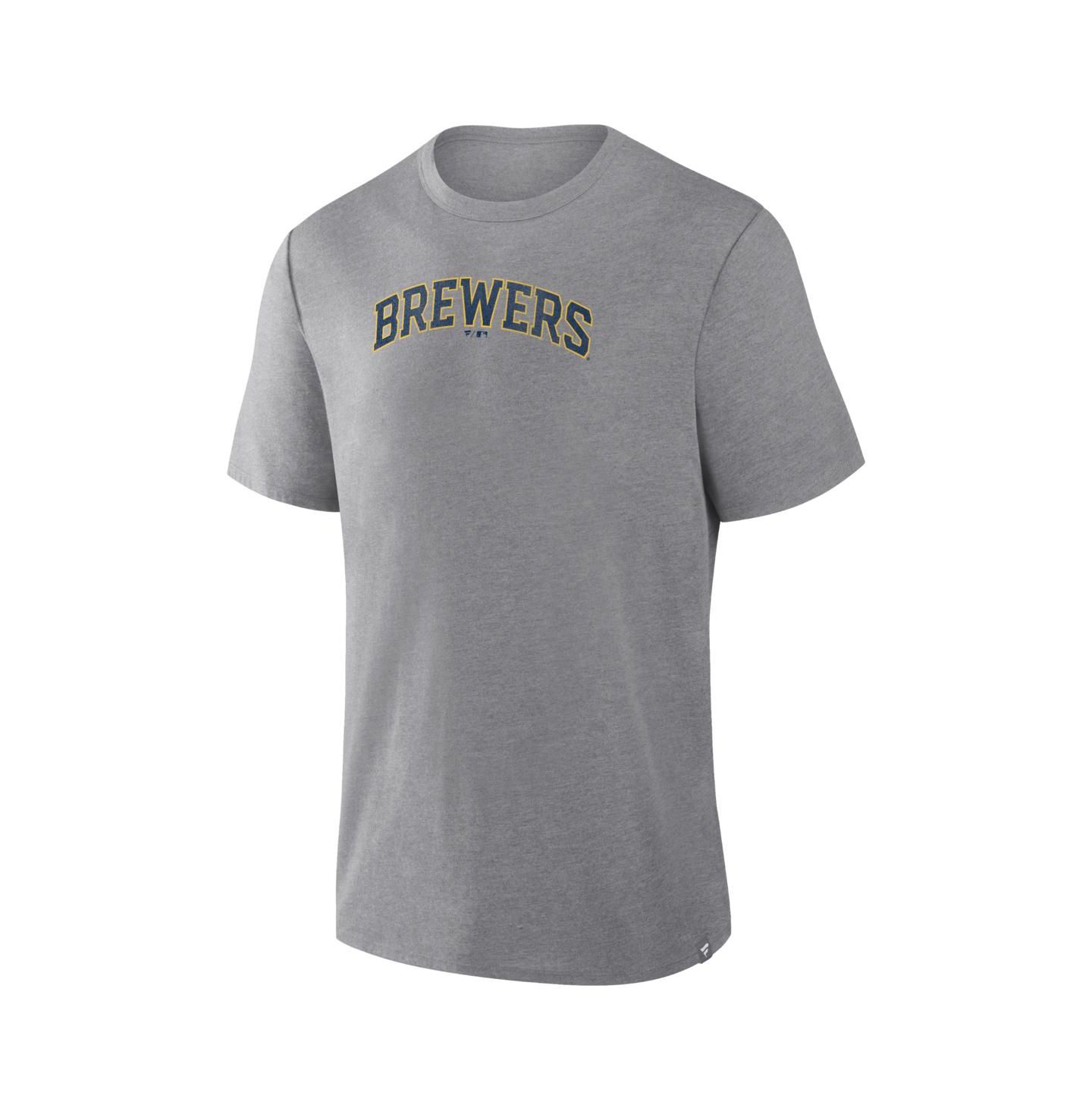 Мужская футболка Fanatics Heather Gray Milwaukee Brewers Play Tribute Tri-Blend — фото 2