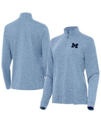 Women's Heather Light Blue Michigan Wolverines Mentor Quarter-Zip