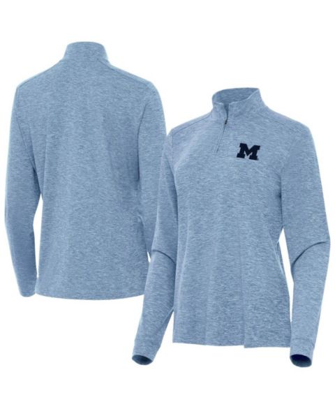 Женская толстовка Antigua Heather Light Blue Michigan Wolverines Mentor Quarter-Zip