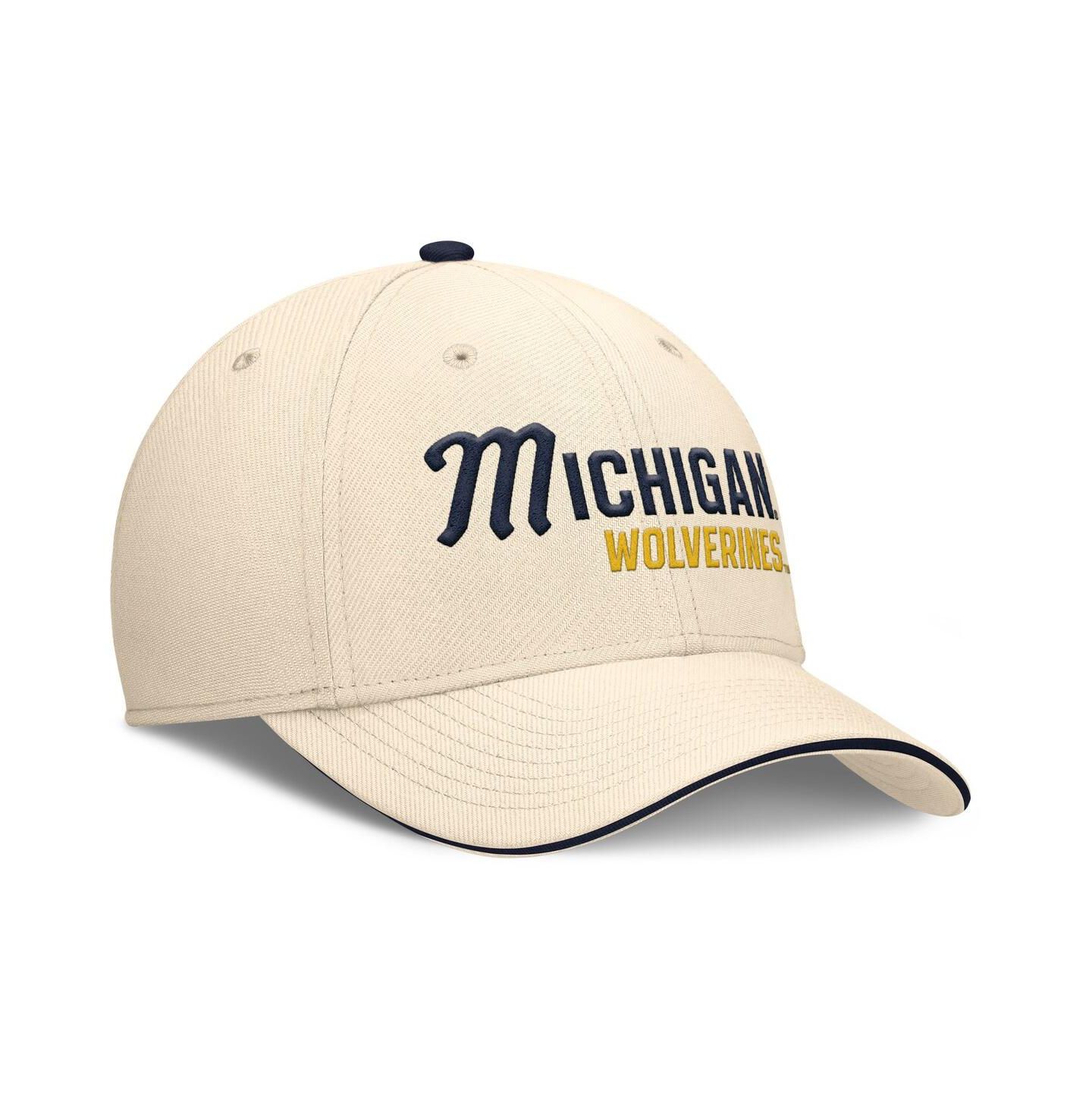 Мужской головной убор Jordan Natural Michigan Wolverines 2026 Primetime Swooshflex Hat — фото 3
