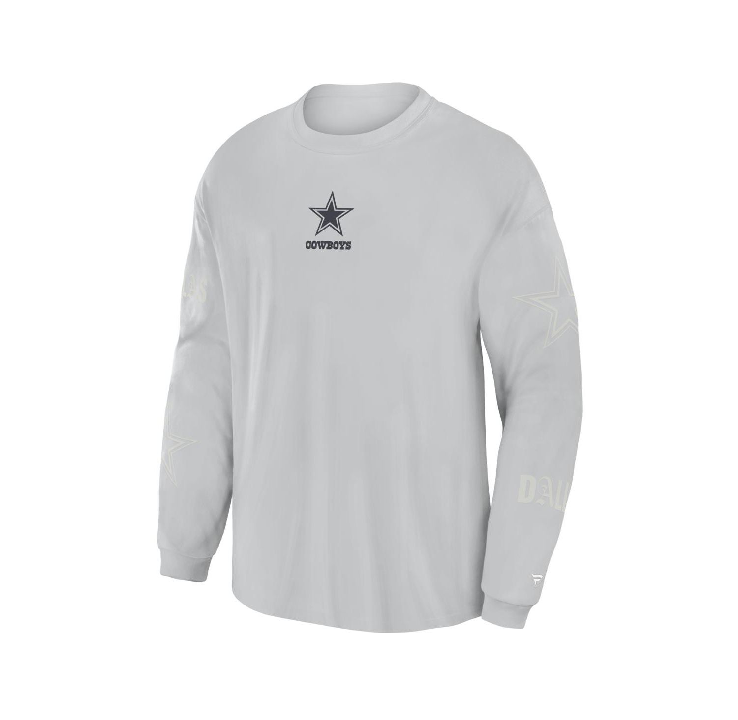 Men's Gray Dallas Cowboys Oversized Type Play Long Sleeve T-Shirt