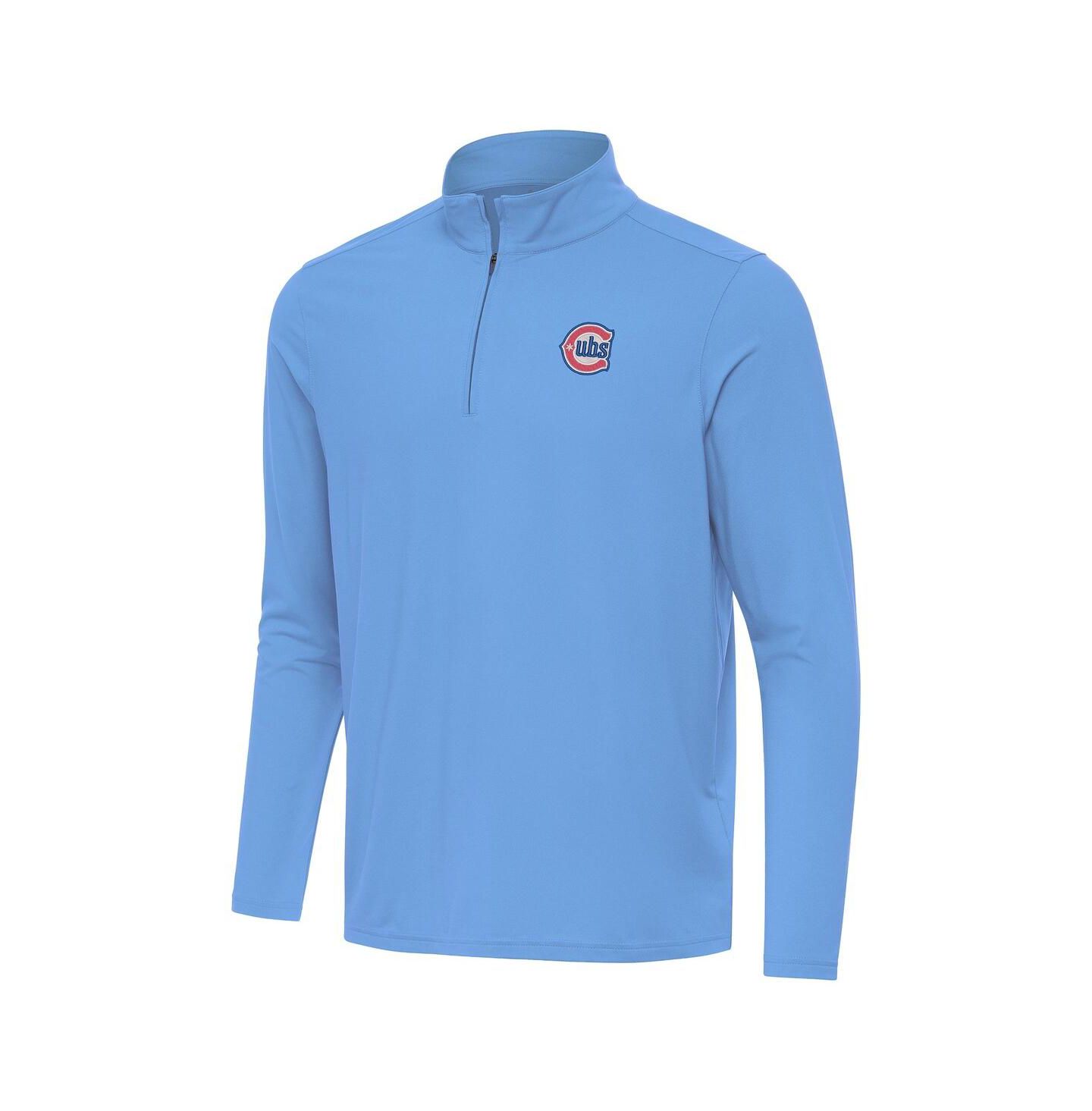 Мужской свитер Antigua Powder Blue Chicago Cubs Alternate Logo Intent Quarter-Zip Pullover — фото 2