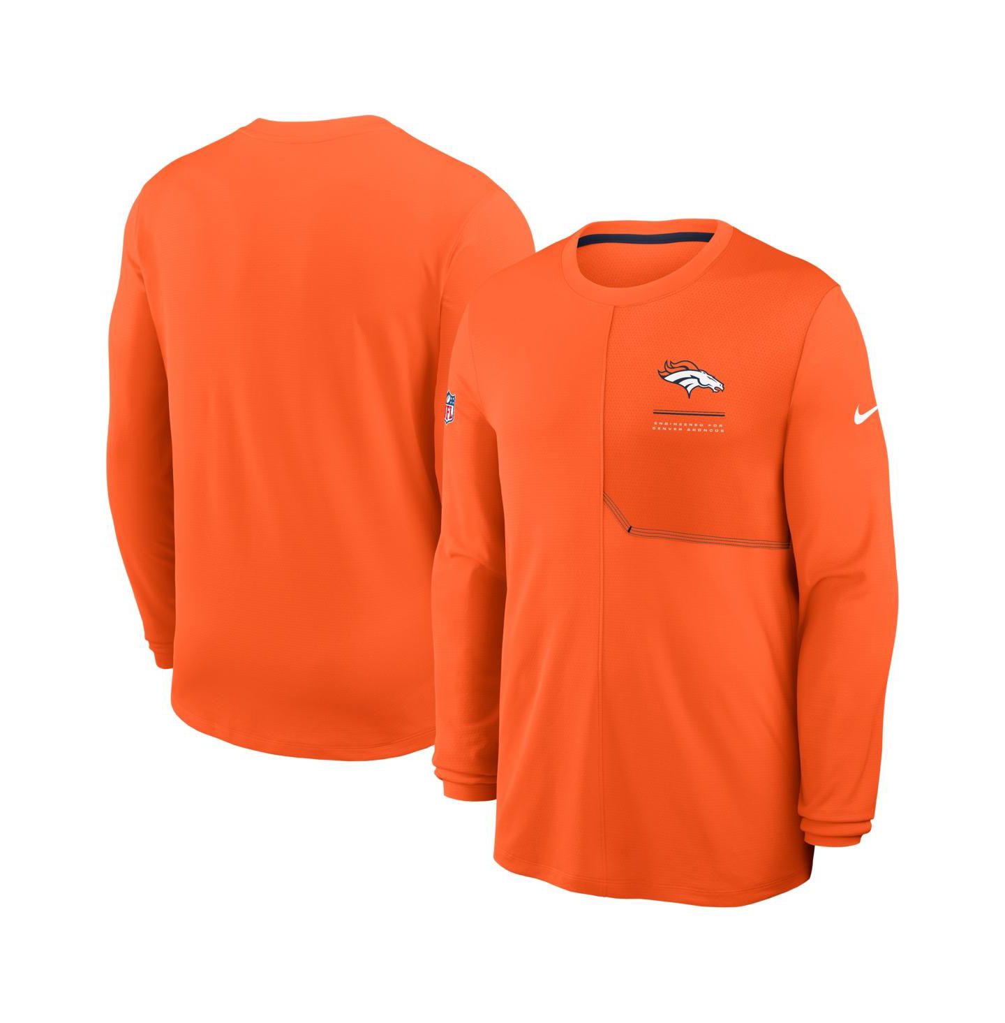 Мужская футболка Nike Orange Denver Broncos Sideline Coaches UV Dri-FIT Long Sleeve — фото 1
