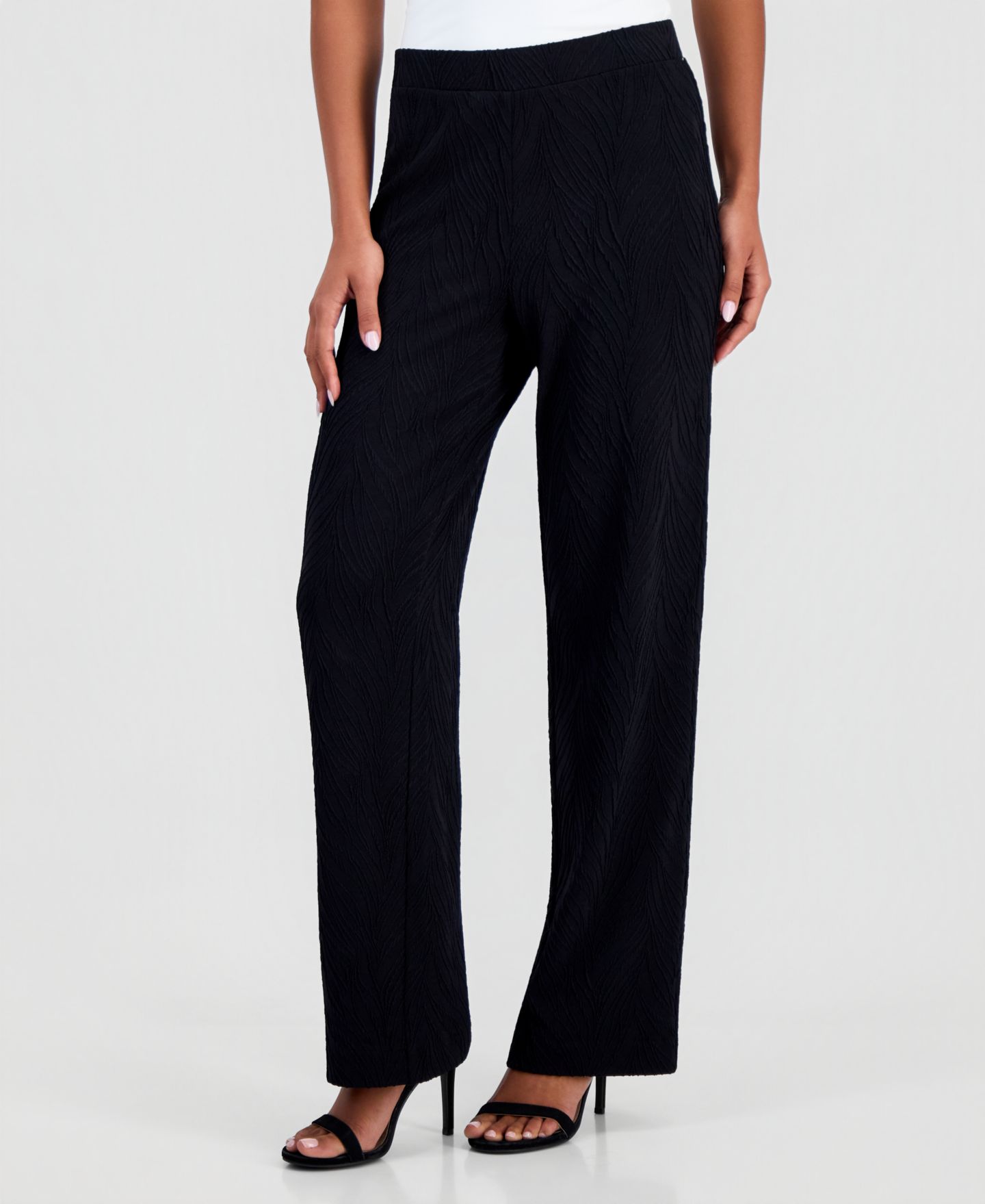 Женские брюки Anne Klein Pull On Wide-Leg, цвет: Чёрный — фото 1