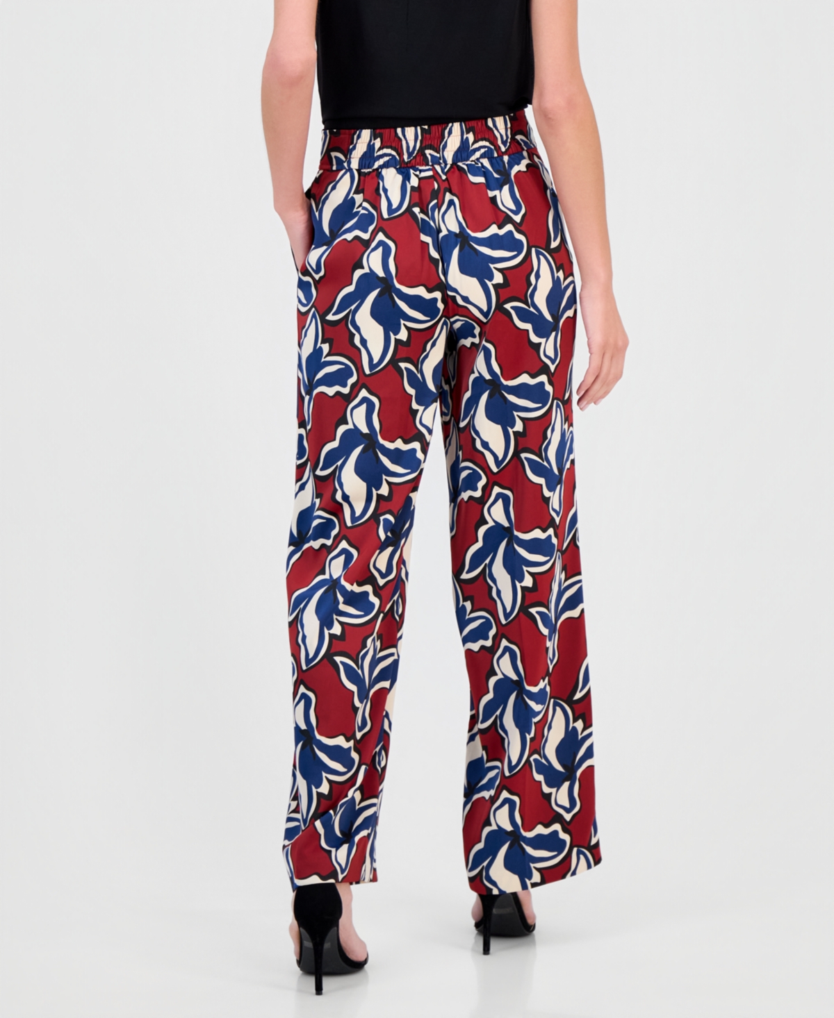 Anne Klein Women's Printed Pull-On Wide-Leg Pants