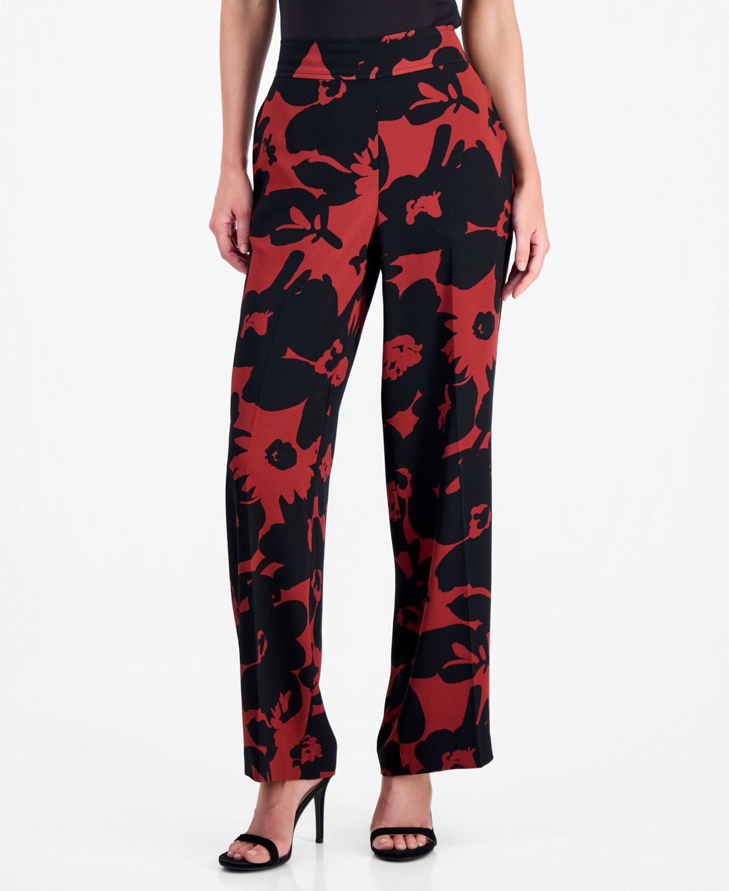 Женские брюки Anne Klein Printed High Rise Pull-On, цвет: Ржавый / Чёрный — фото 3