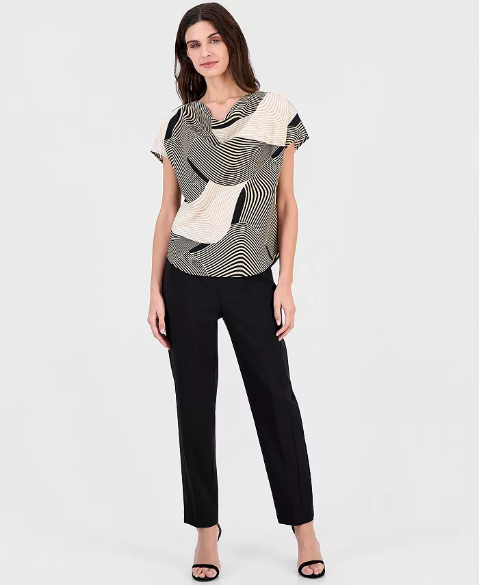 Women's Printed Cowl-Neck Short-Sleeve Top - thumbnail 2