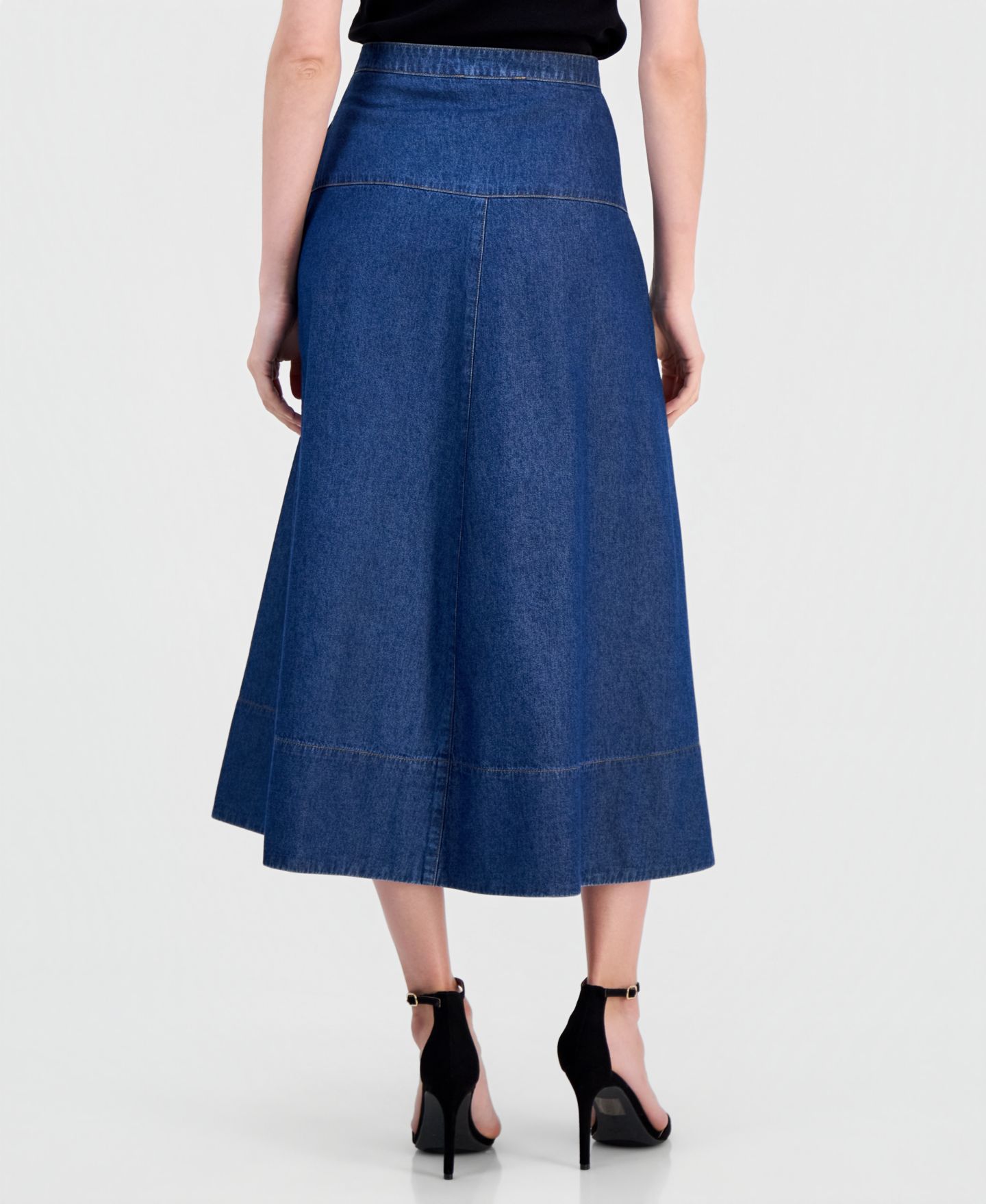 Женская юбка Anne Klein Button-Front Denim Midi, цвет: Варёный, вариант 1 — фото 4
