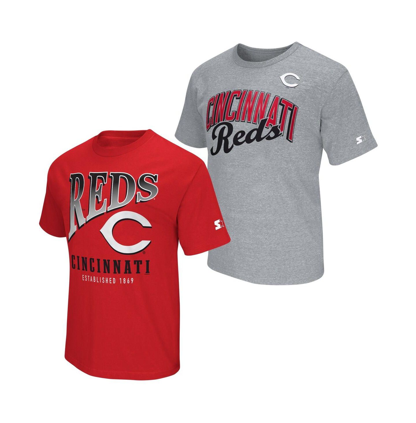 Мужские футболки Starter Red/Heather Gray Cincinnati Reds Two-Pack T-Shirt Set — фото 1