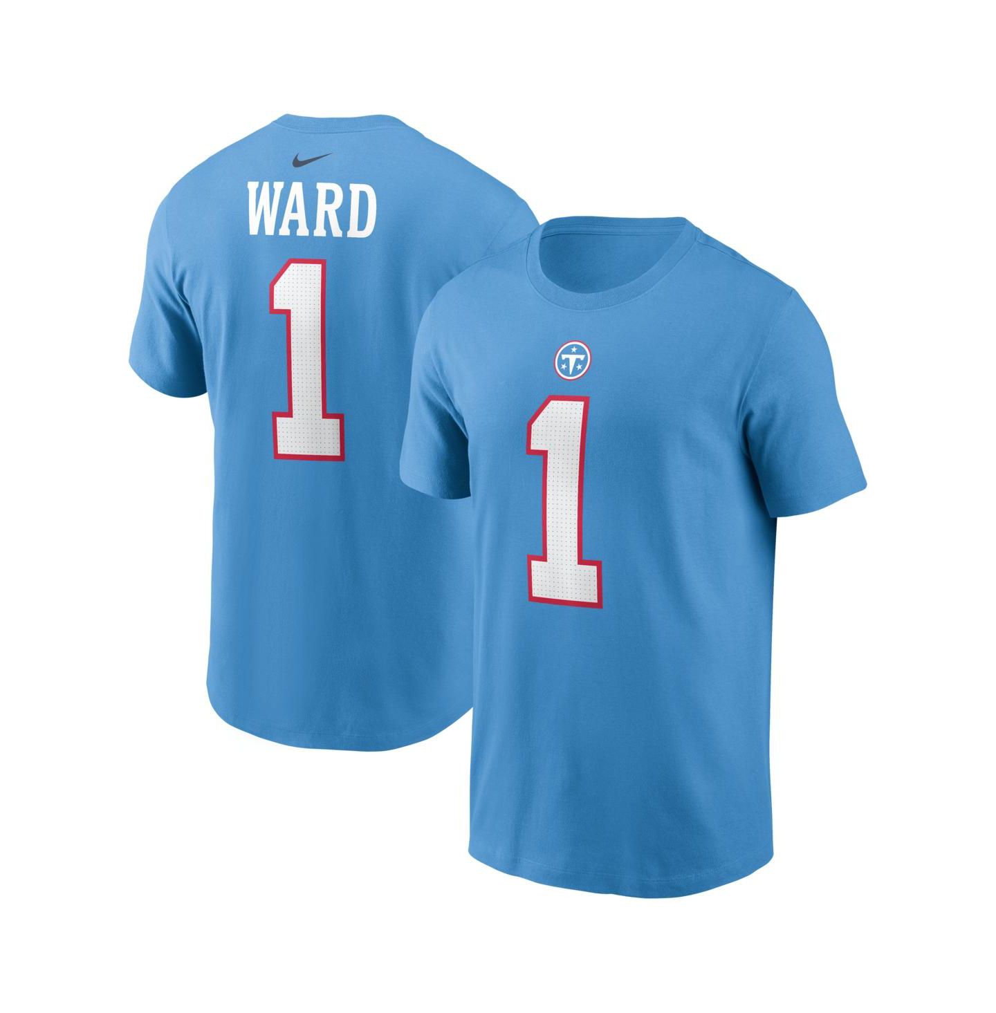 Мужская футболка Nike Cameron Ward Light Blue Tennessee Titans Team Name and Number — фото 1