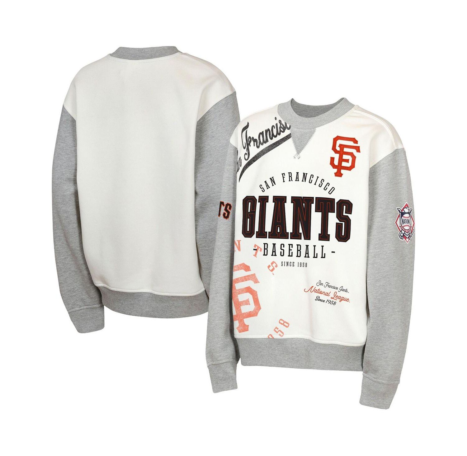 Big Boys and Girls Cream/Gray San Francisco Giants Big League Power Hit Fleece Sweatshirt