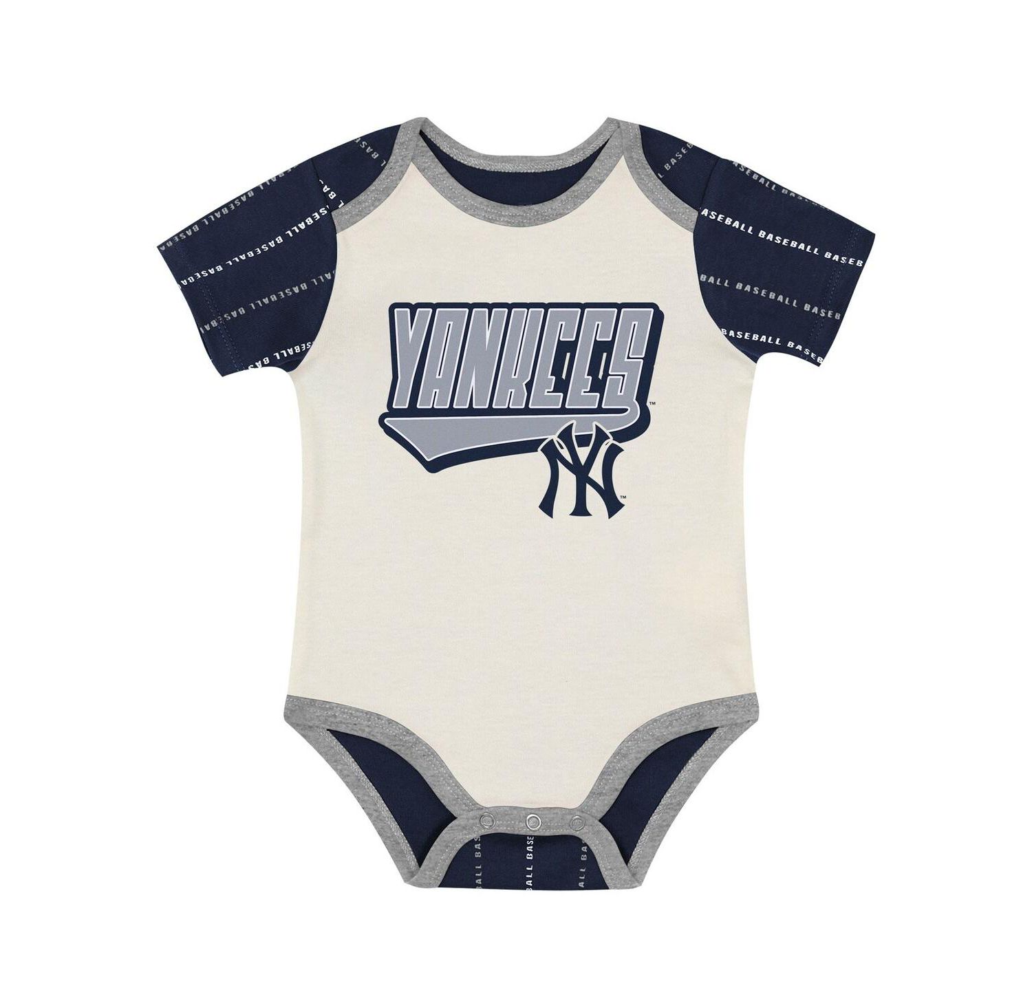 Baby Boys and Girls 2-Piece White/Navy New York Yankees Lead Run Diaper Cover Bodysuit and Shorts Set