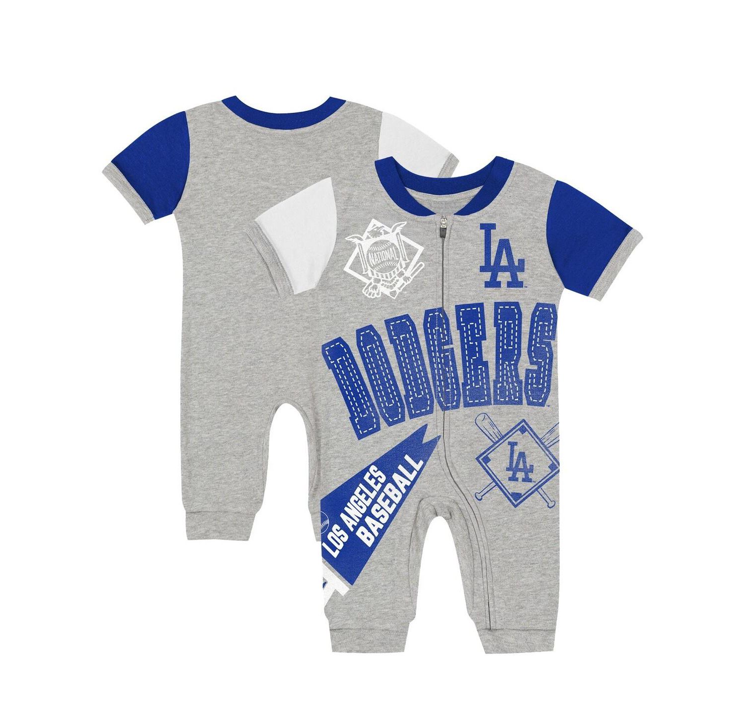 Baby Boys and Girls Gray Los Angeles Dodgers Hitter Up Full-Zip Jumper