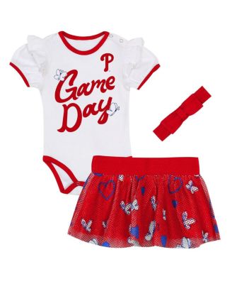 Baby Girls 2-Piece Philadelphia Phillies Bodysuit, Headband and Skirt Set