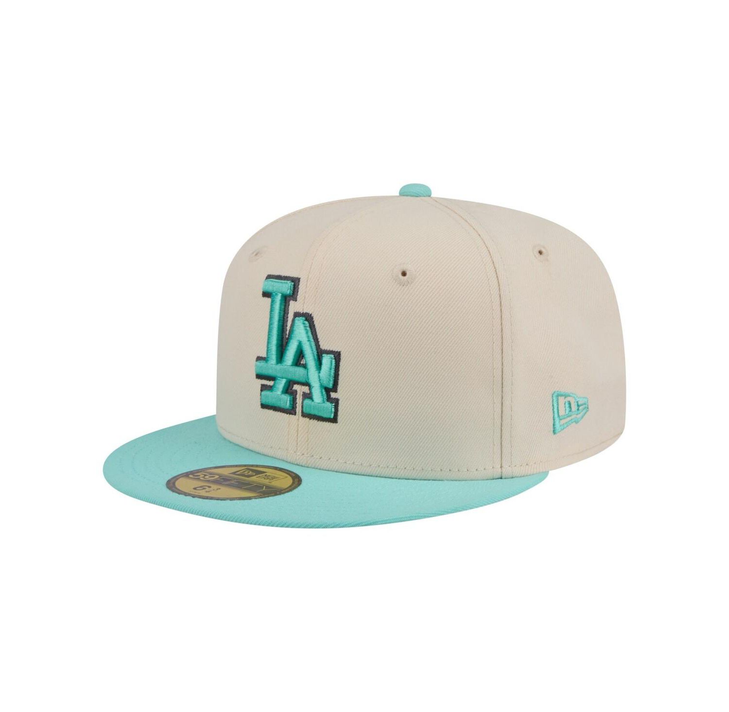 Men's Light Beige/Turquoise Los Angeles Dodgers Two-Tone Color Pack 59FIFTY Fitted Hat