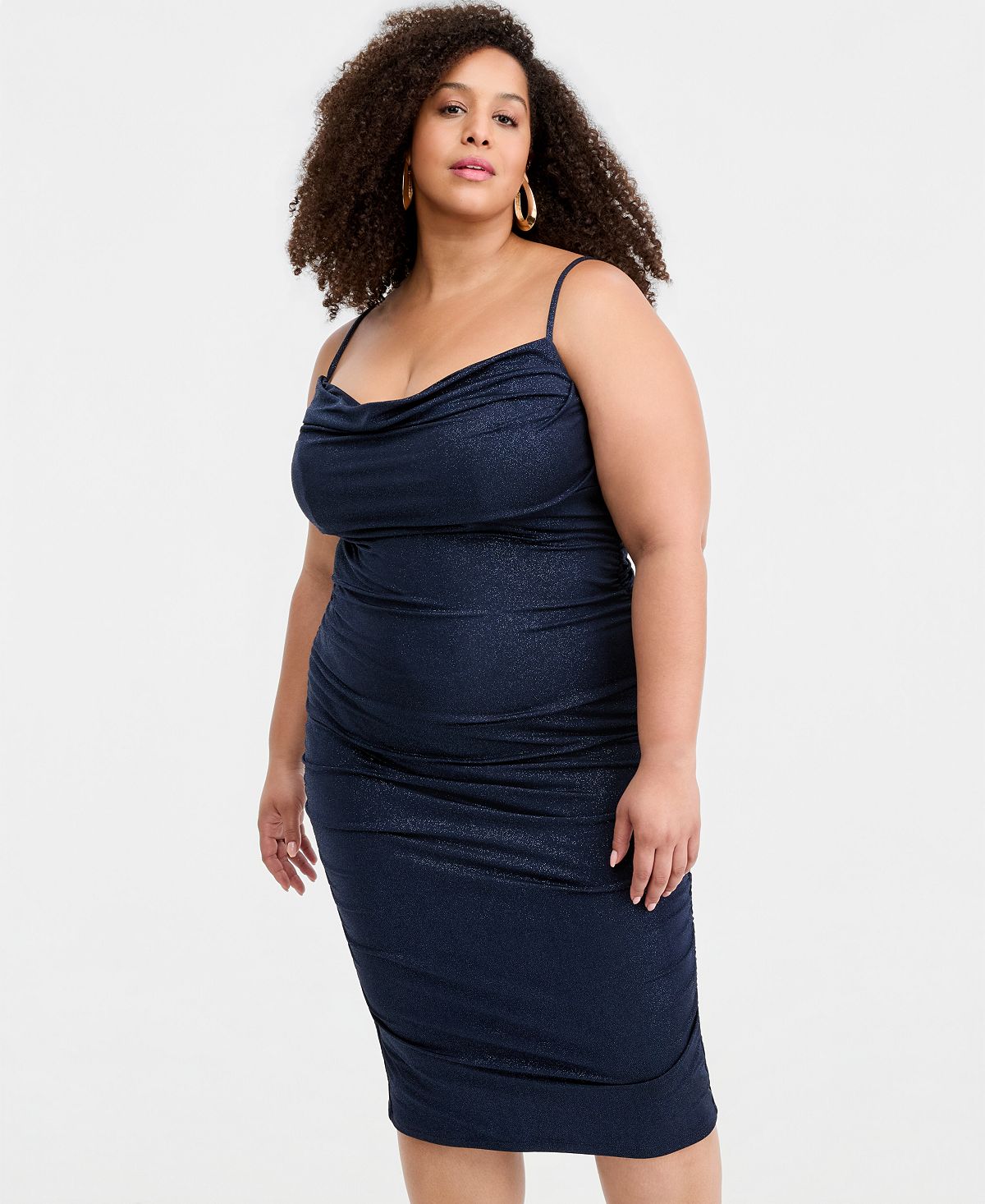 Emerald Sundae Trendy Plus Size Ruched Bodycon Midi Dress view 4 — MAYCSS fashion products