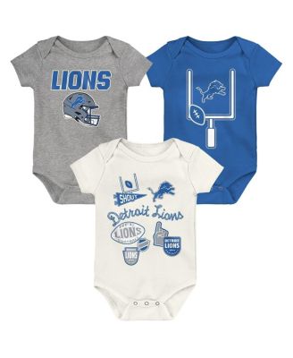 Baby Boys and Girls 3-Pack Detroit Lions Littlest Player Bodysuit Set